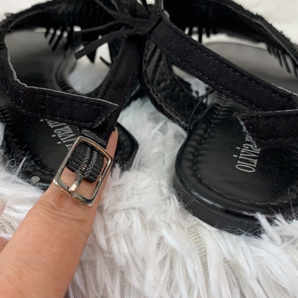 Olivia Miller Black Fringed Sandals- NWT - Picture 4 of 8